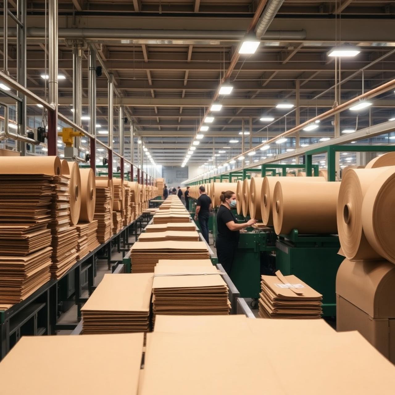 Linha de produção de papelão na fábrica Ampére